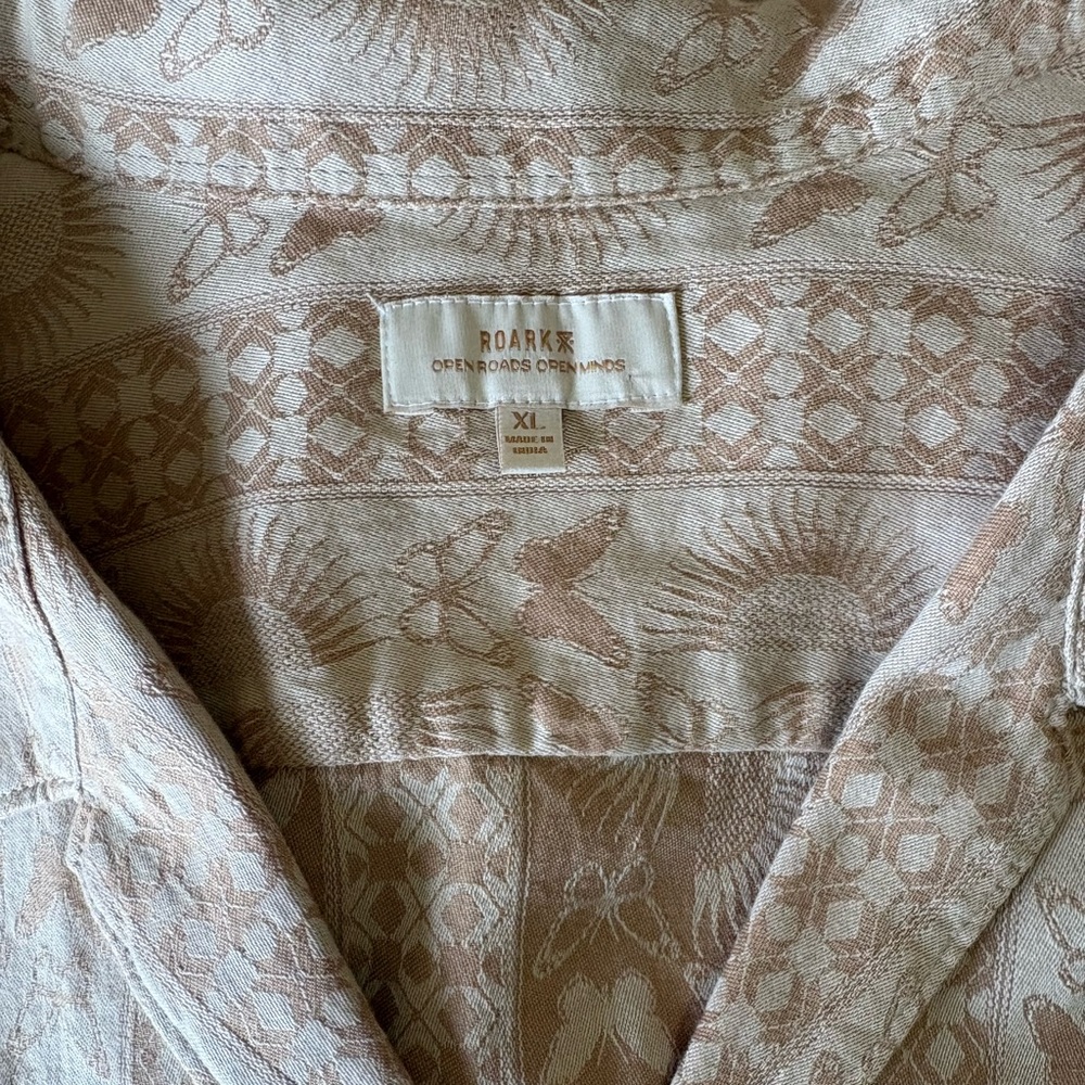 Roark Beige Patterned Button Down Shirt - image 8